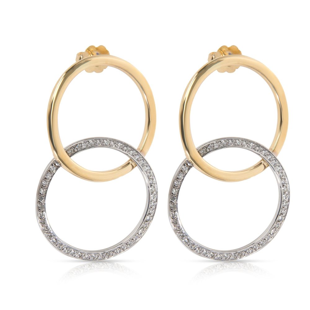 Diamond Interlocking Circle Earrings In 18kt Two … - image 1